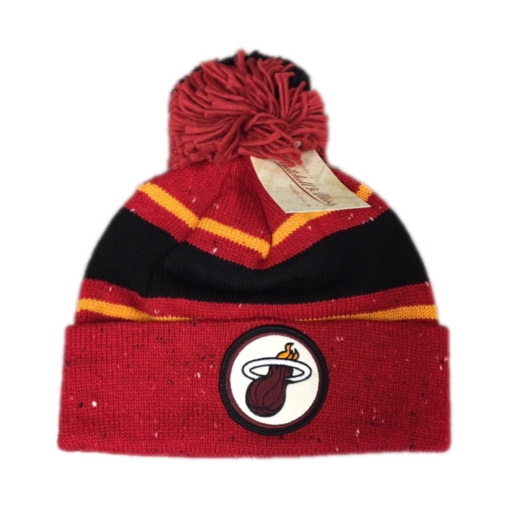Miami Heat Mitchell & Ness Beanie Pom Hat Cap
